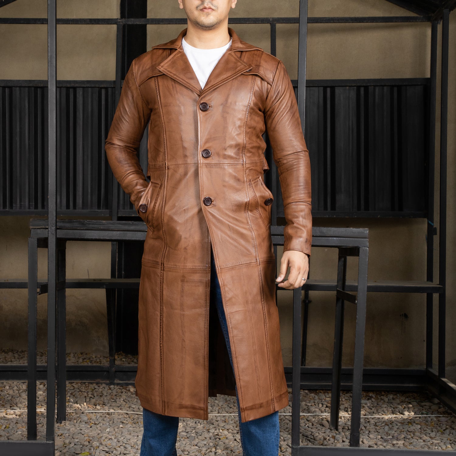 Jild Vintage Classic Leather Trench Coat Men – Jildleather