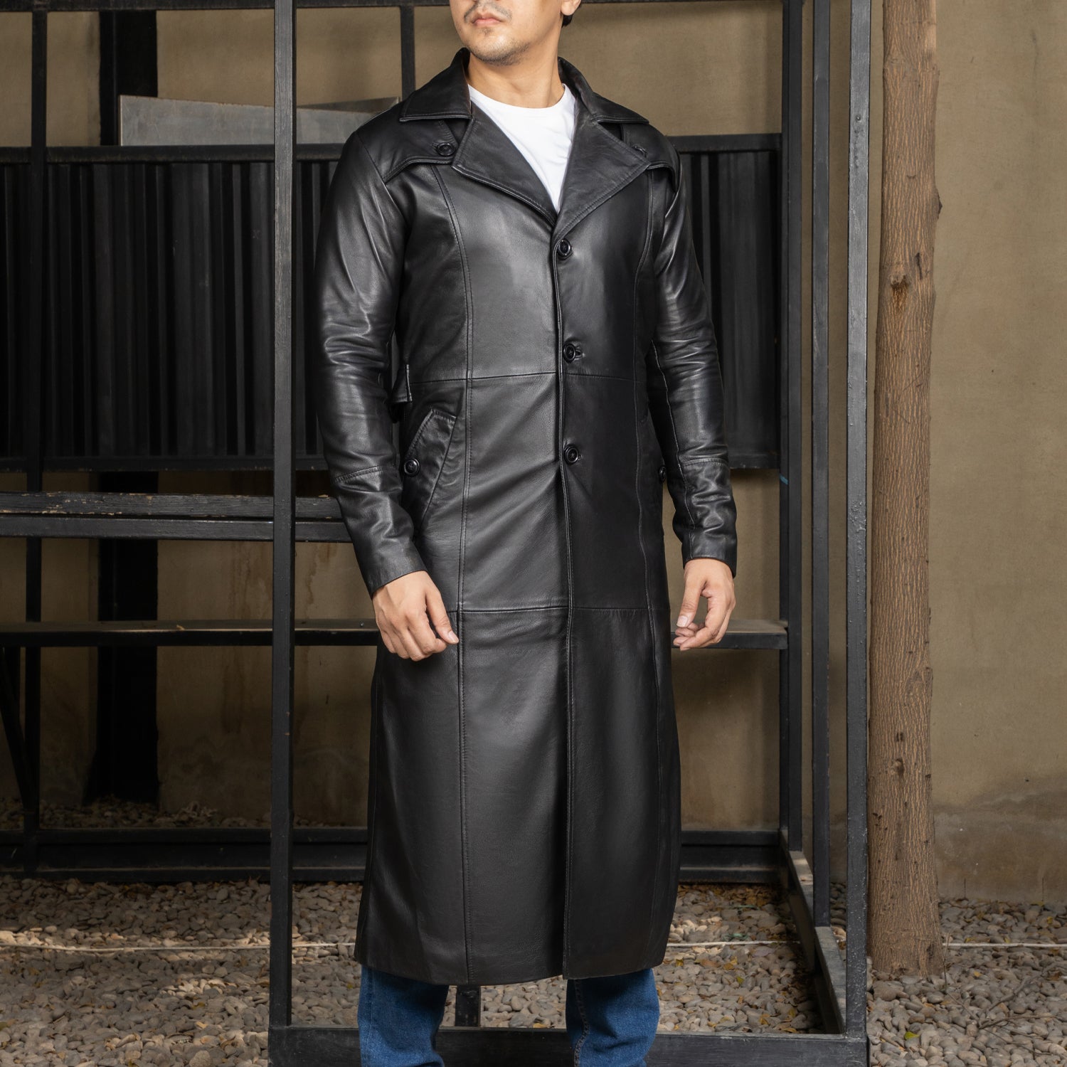 Jild Vintage Classic Leather Trench Coat Men – Jildleather