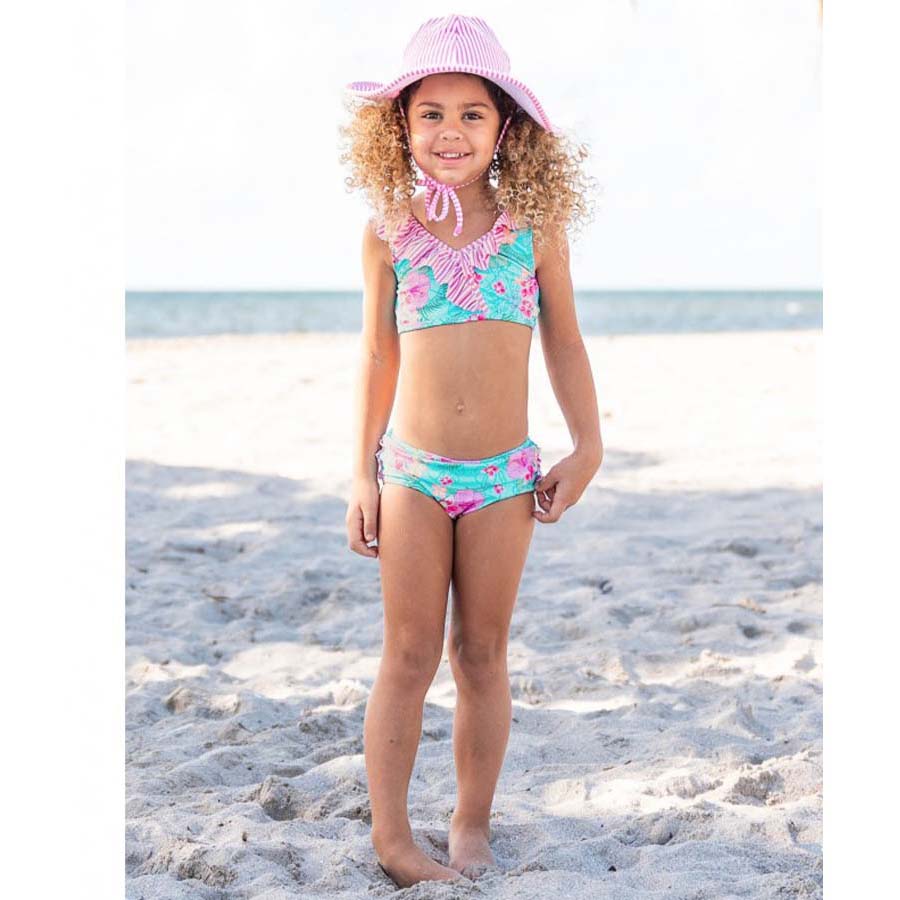 Orchid Oasis Seersucker Ruffle Bikini