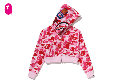 ABC CAMO CRYSTAL STONE SHARK CROPPED FULL ZIP HOODIE | bape.com