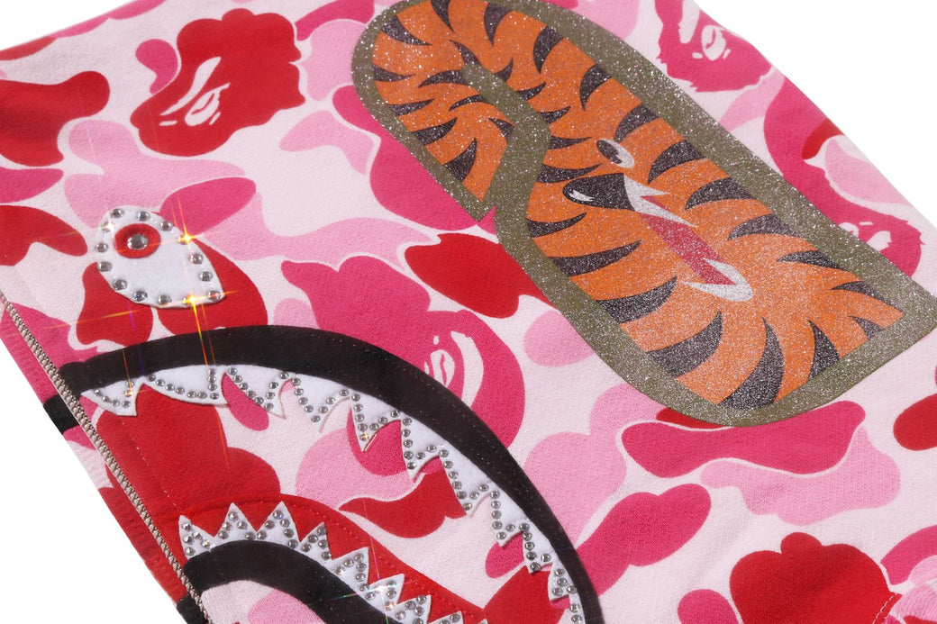 ABC CAMO CRYSTAL STONE SHARK CROPPED FULL ZIP HOODIE | bape.com