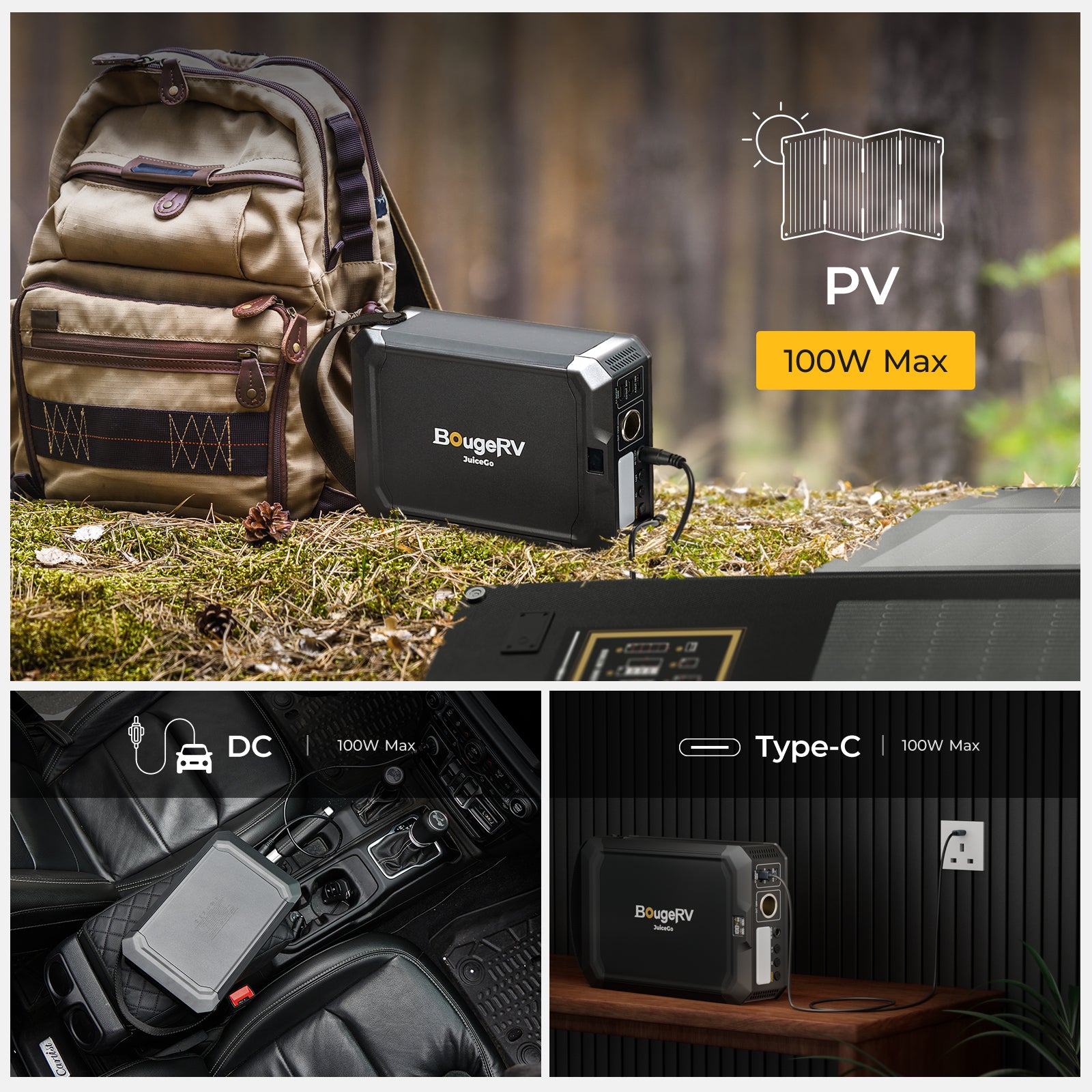 BougeRV JuiceGo ポータブル電源| 240Wh·軽量設計·多ポート対応