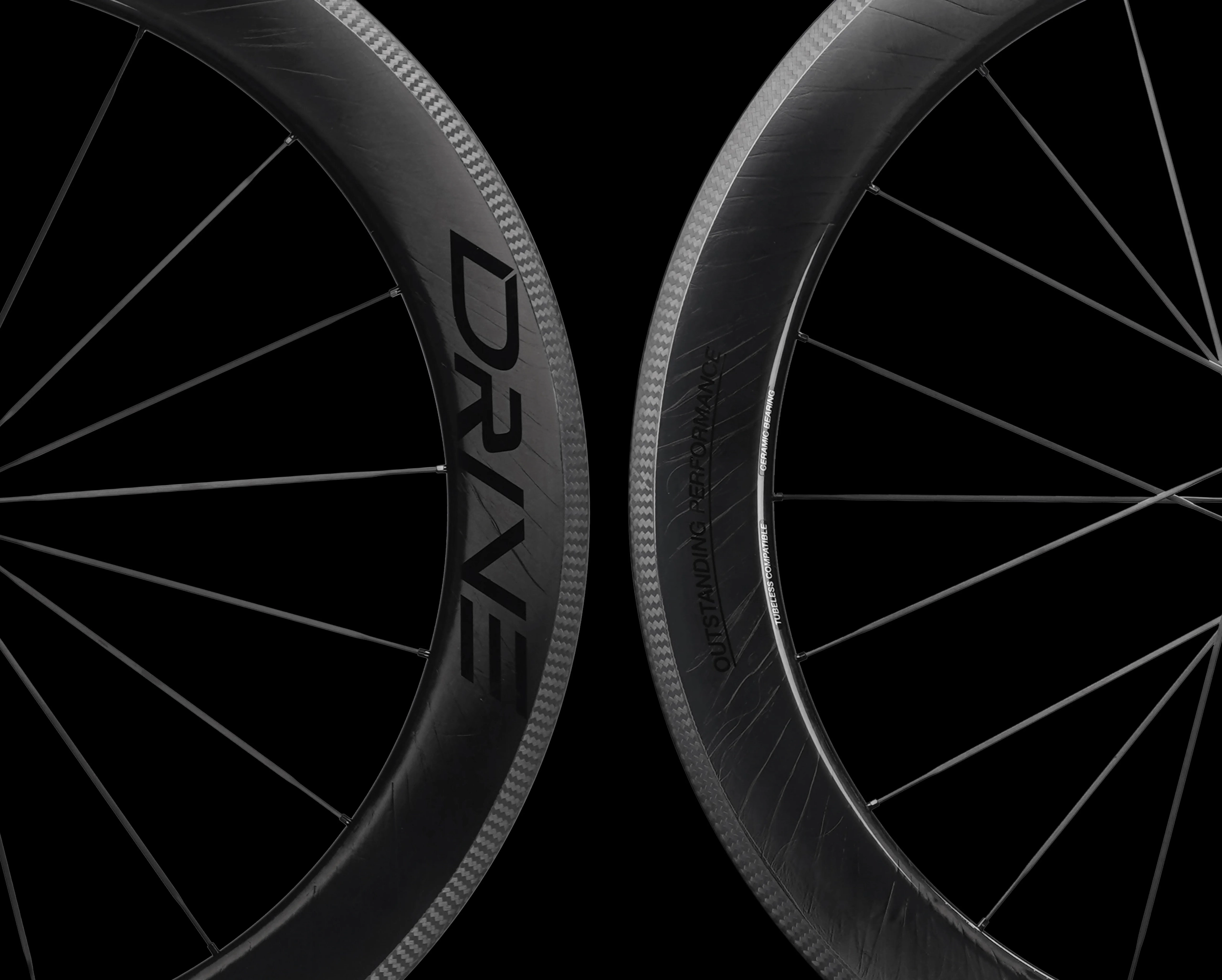 Drive 65V リムブレーキロードカーボンスポークホイールセット