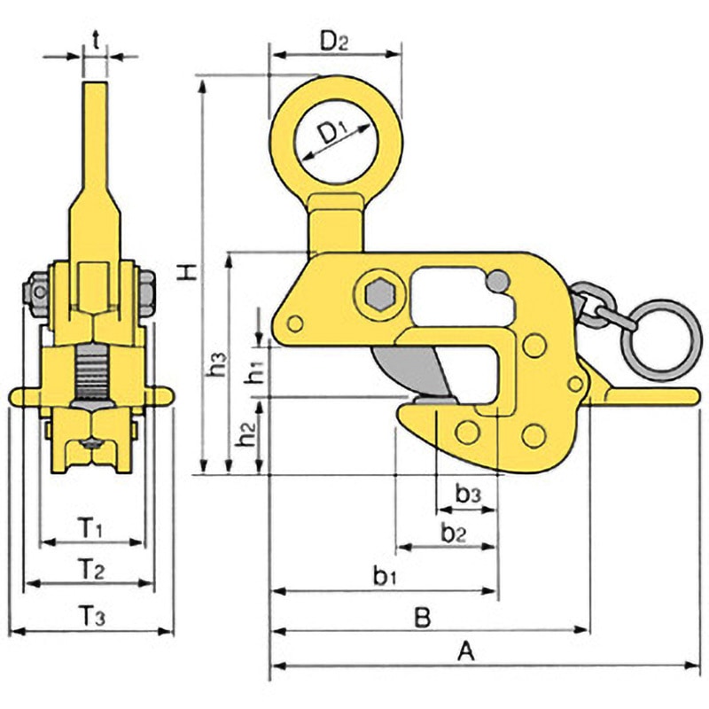 HLC2H 横吊りクランプ(ロックハンドル機構付) 1個 スーパーツール