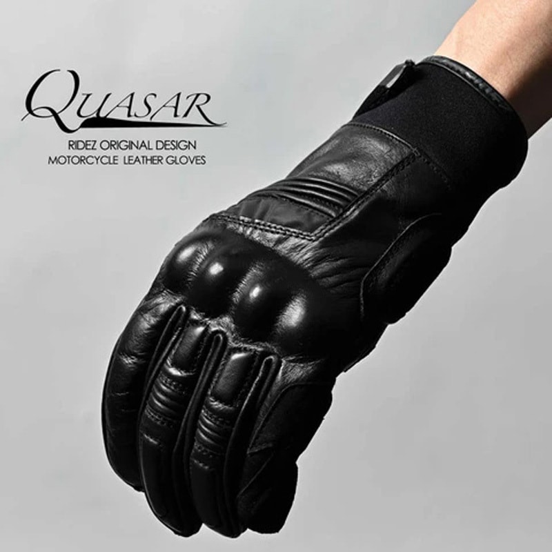 RLG263-S バイク用 QUASAR ライダーグローブ ブラック レザー RIDEZ