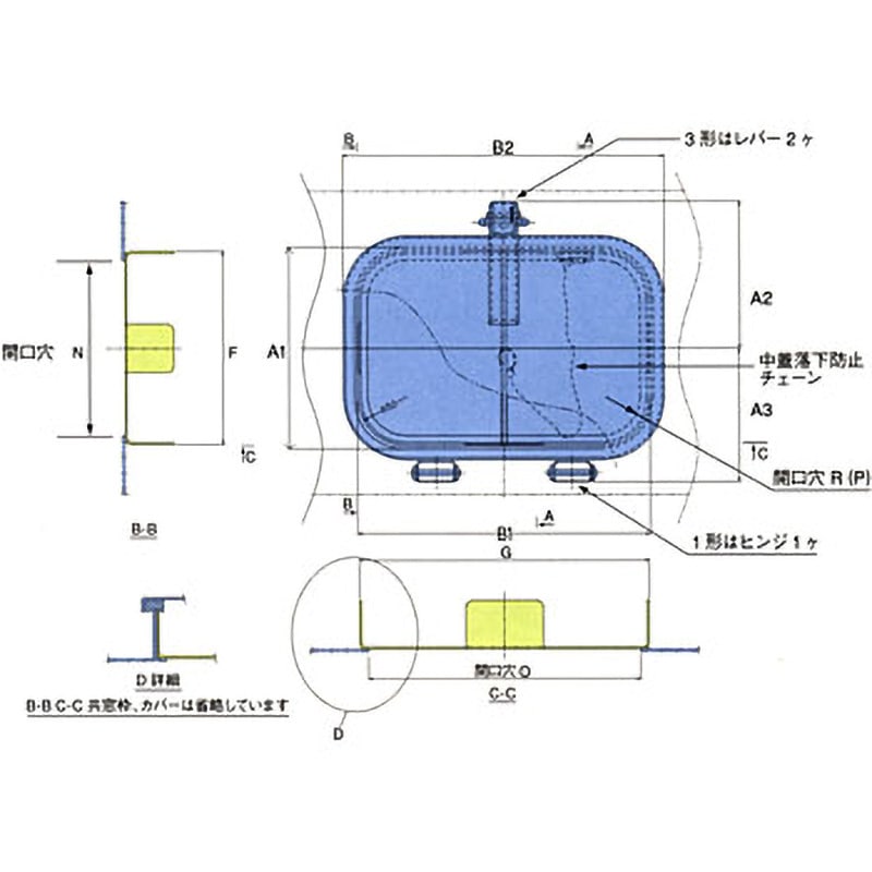 CMD-P2-ZN ワンタッチ窓 基本形 残留防止タイプ(中蓋式 ネオプレンゴム