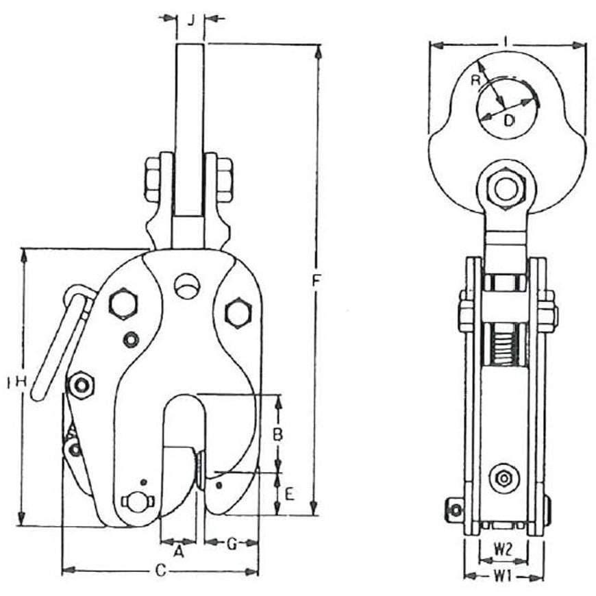 SLT-1 縦つりクランプ イーグルクランプ 荷重(最小～最大)200～1000kg