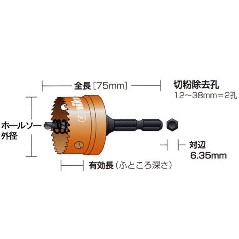 HSSJ-13 HSS ハイスホールソー 充電 (六角軸タイプ) ユニカ 口径13mm
