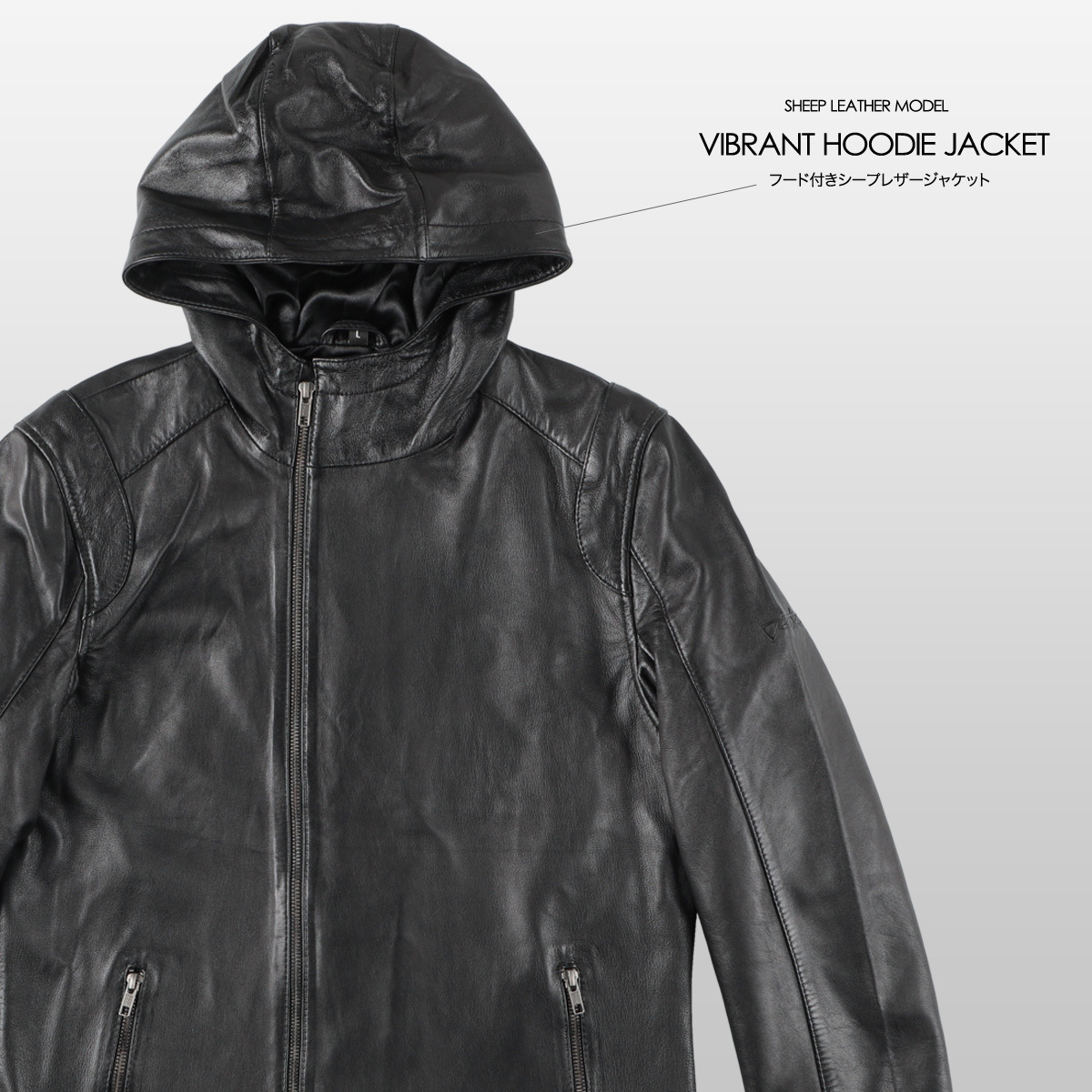RR04-M バイク用 本革 フード付き レザージャケット RIDEZ(ライズ