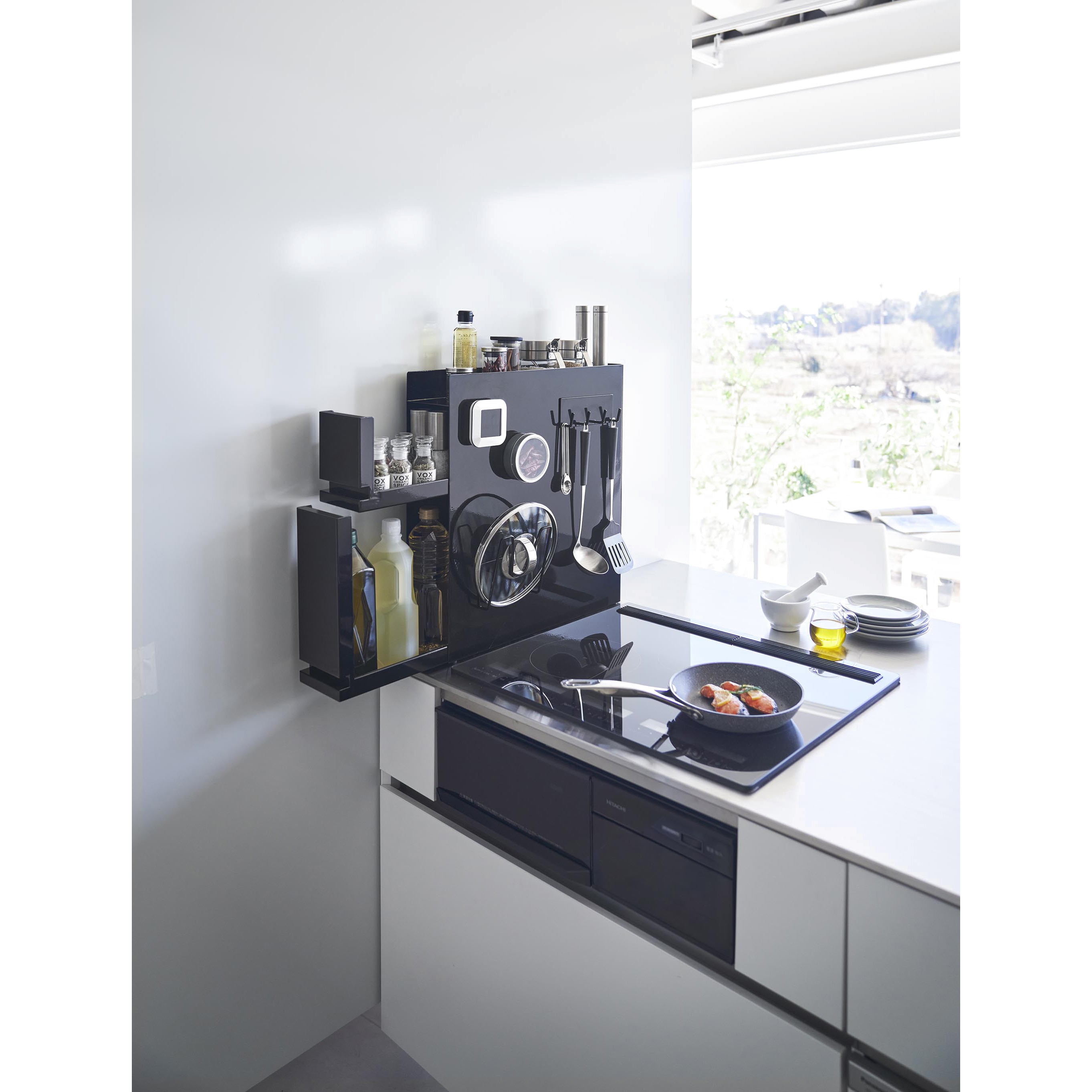 4335 tower タワー 隠せる調味料ラック 2段 山崎実業 ブラック色 1個