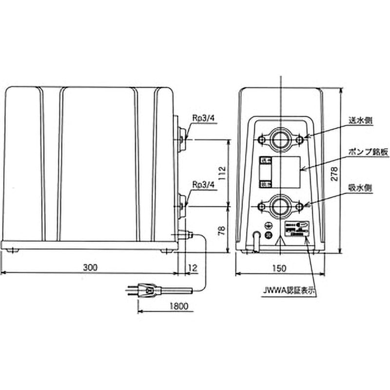 SHC-1511B2 給湯加圧ポンプ(圧力スイッチ・流量スイッチ式) 1台 三相