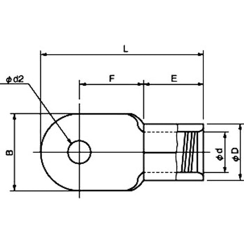HC-R60-8-3 裸圧着端子 ニチフ 丸形(R形) 電線抱合範囲42.42～60.57mm