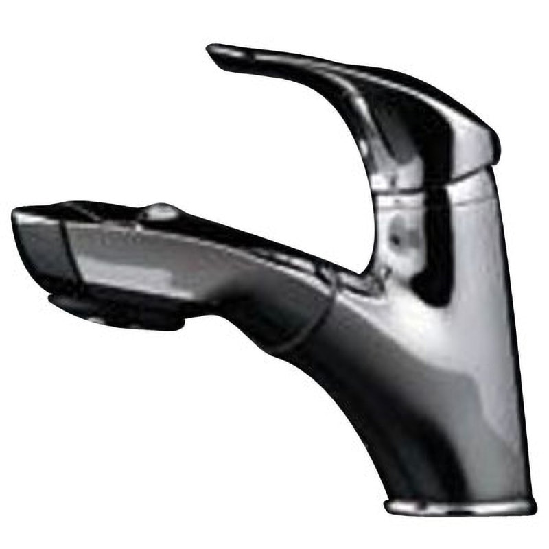 184-002 シングルレバー引出し混合栓 TAMON カクダイ 引棒なし 取付穴