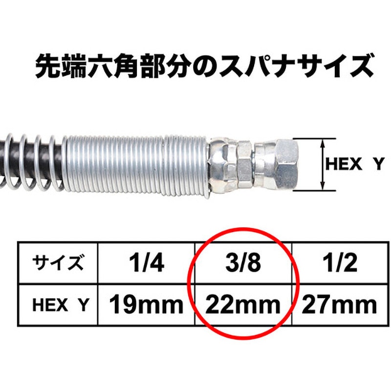 T3-413-10M-SP 3/8サイズ高圧洗浄機ホース(1004+ニップル付) 1本 中部