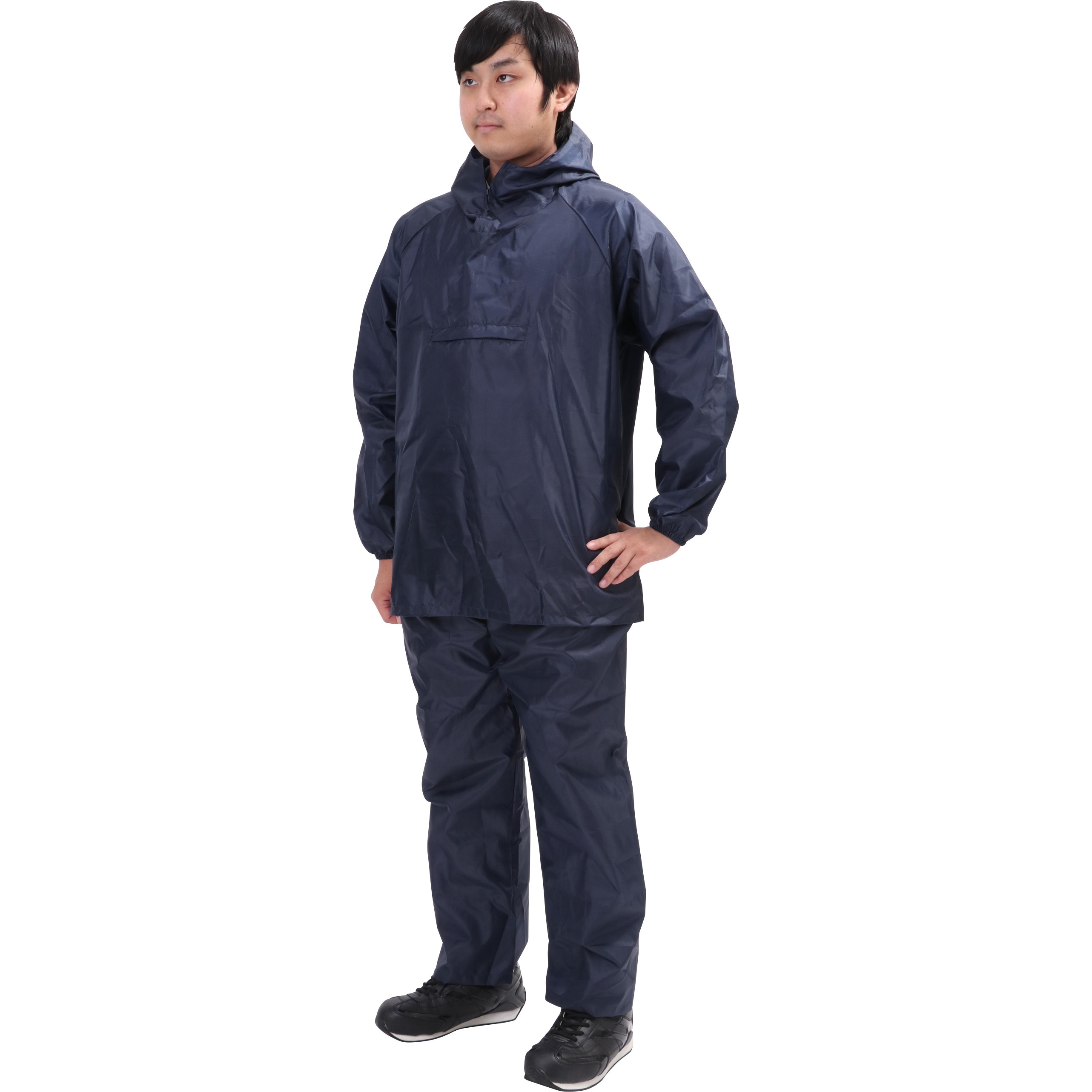 ポリエステルヤッケ 上下セット モノタロウ ネイビー色 サイズL