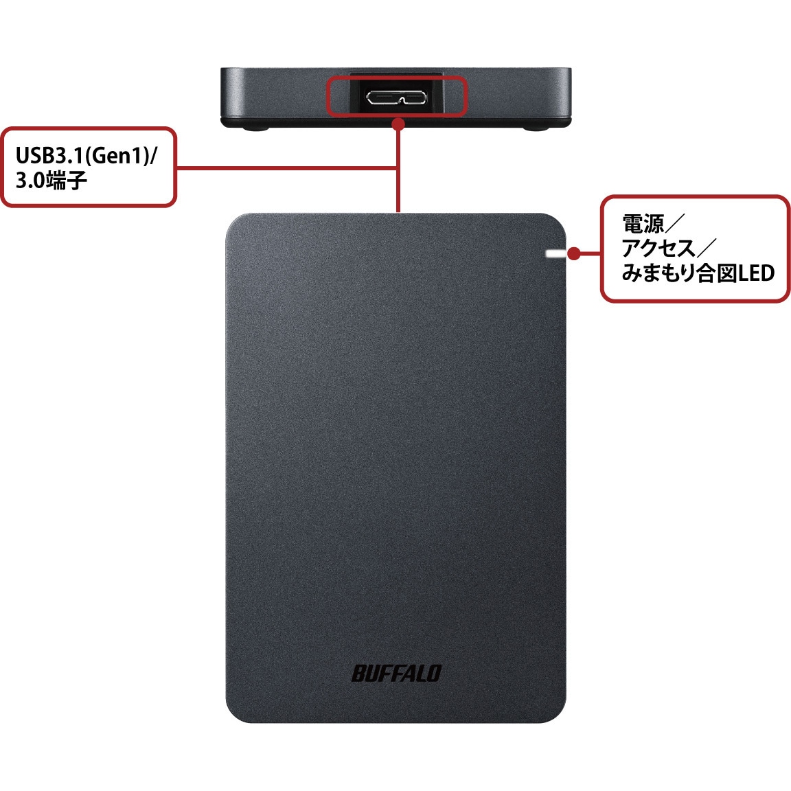 HD-PGF1.0U3-BLA USB3.1(Gen.1)対応 耐衝撃ポータブルHDD BUFFALO
