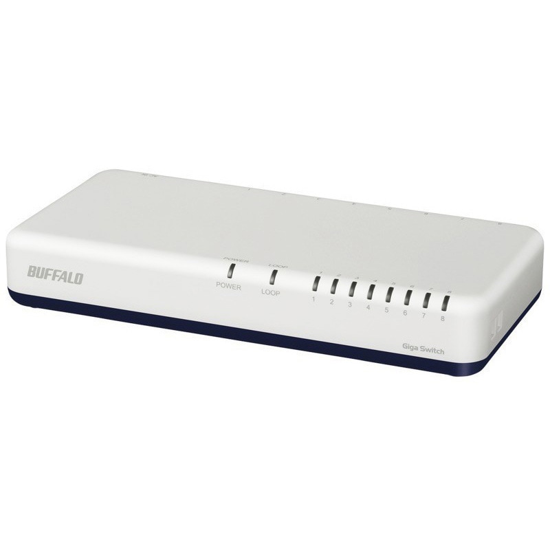 LSW6-GT-8NP/WH Giga 8ポート スイッチングハブ 電源内蔵 プラスチック