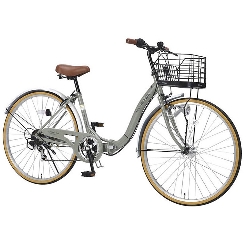 MC509-VE 26インチ折りたたみシティサイクル シマノ製6段変速 かご LED