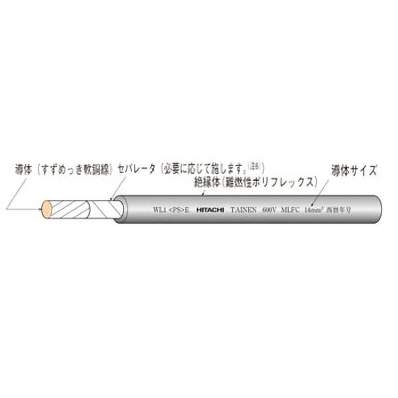 600V MLFC 200SQ 難燃性ポリフレックス電線 日立金属(旧日立電線) 黒色