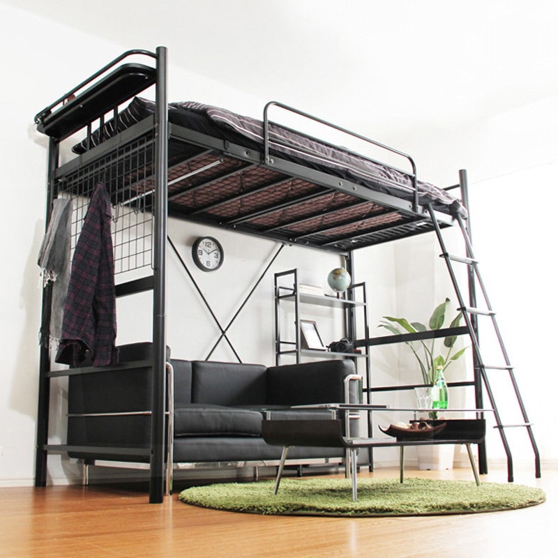 HT70-94-BK-LF2 高さ調整可能!宮・コンセント付き ロフトベッド