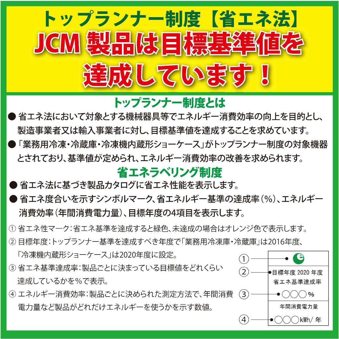 JCMCS-373F 業務用 冷凍ショーケース(フラット扉) ジェーシーエム 容量