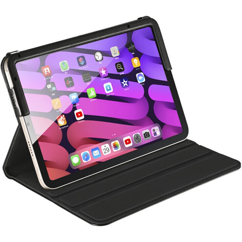 BSIPD2108CLMBK 第6世代iPad mini マルチアングルレザーケース BUFFALO