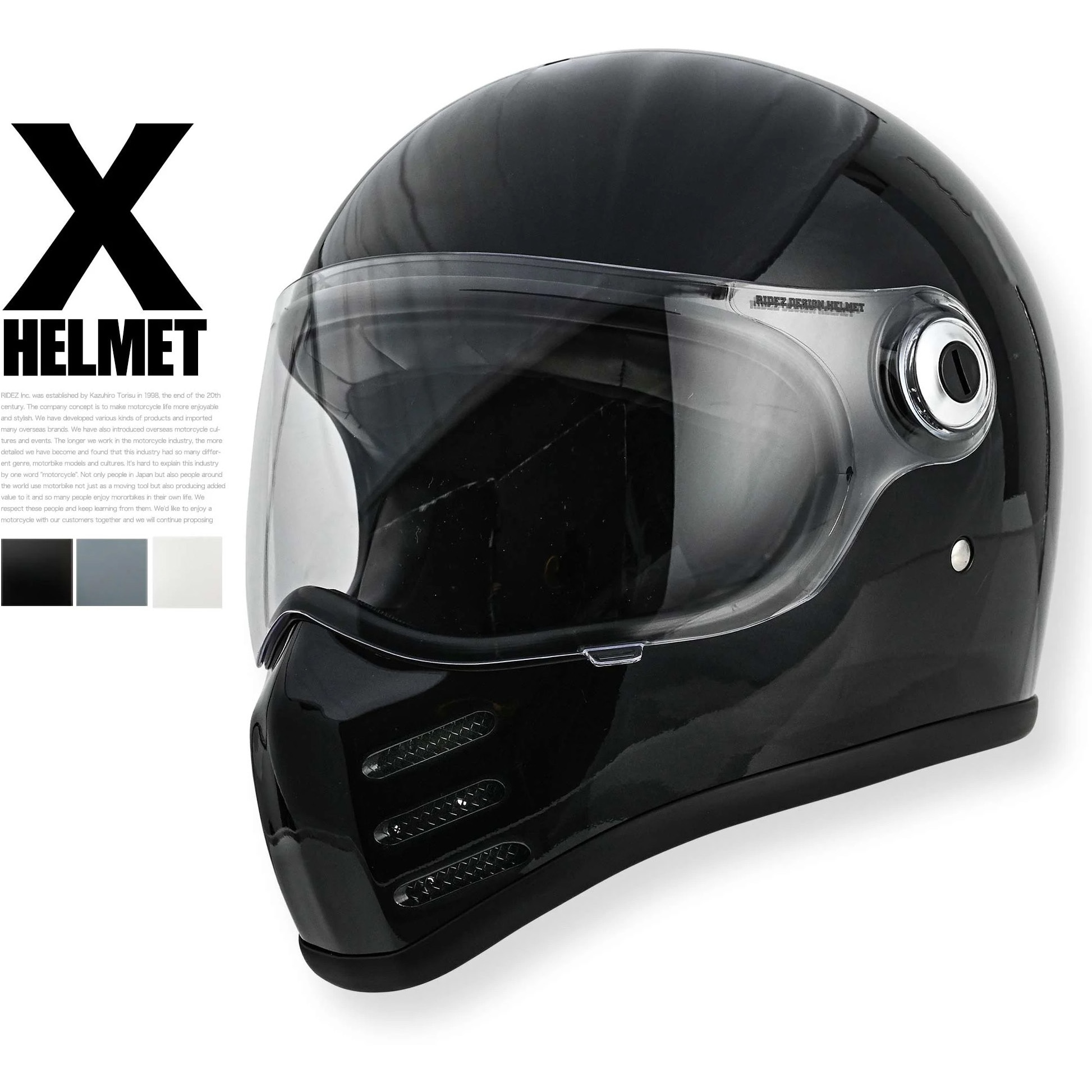 RH-X-BK-Mサイズ RIDEZ X HELMET MATT BLACK バイク用フルフェイス