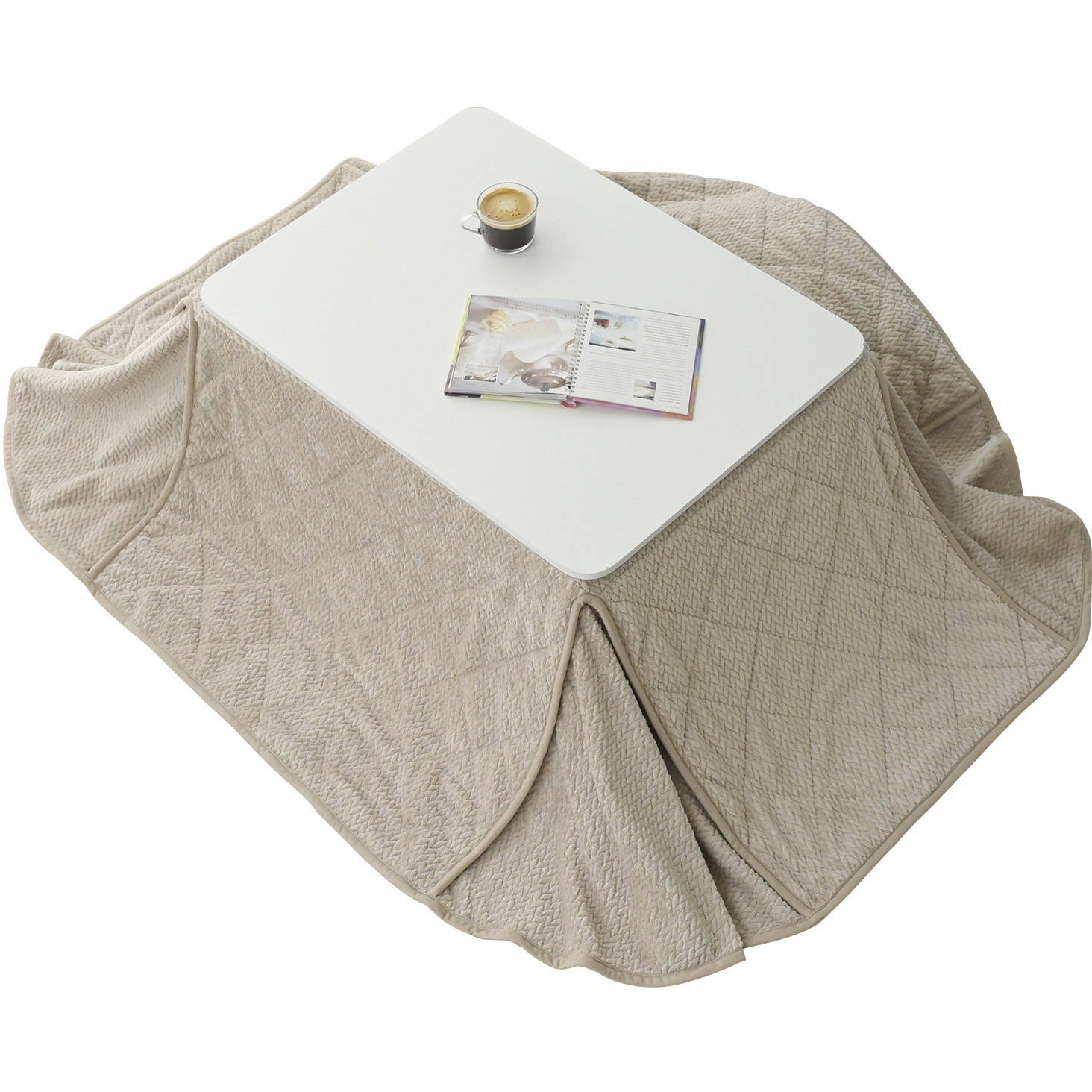 NCK-80602(WH/NA)FSET カジュアルこたつ 布団セット YAMAZEN(山善