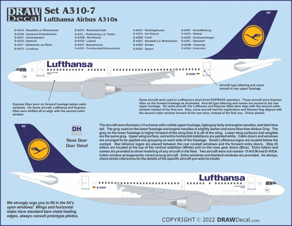 Airbus A310 - Lufthansa Draw Decal -20-A310-07