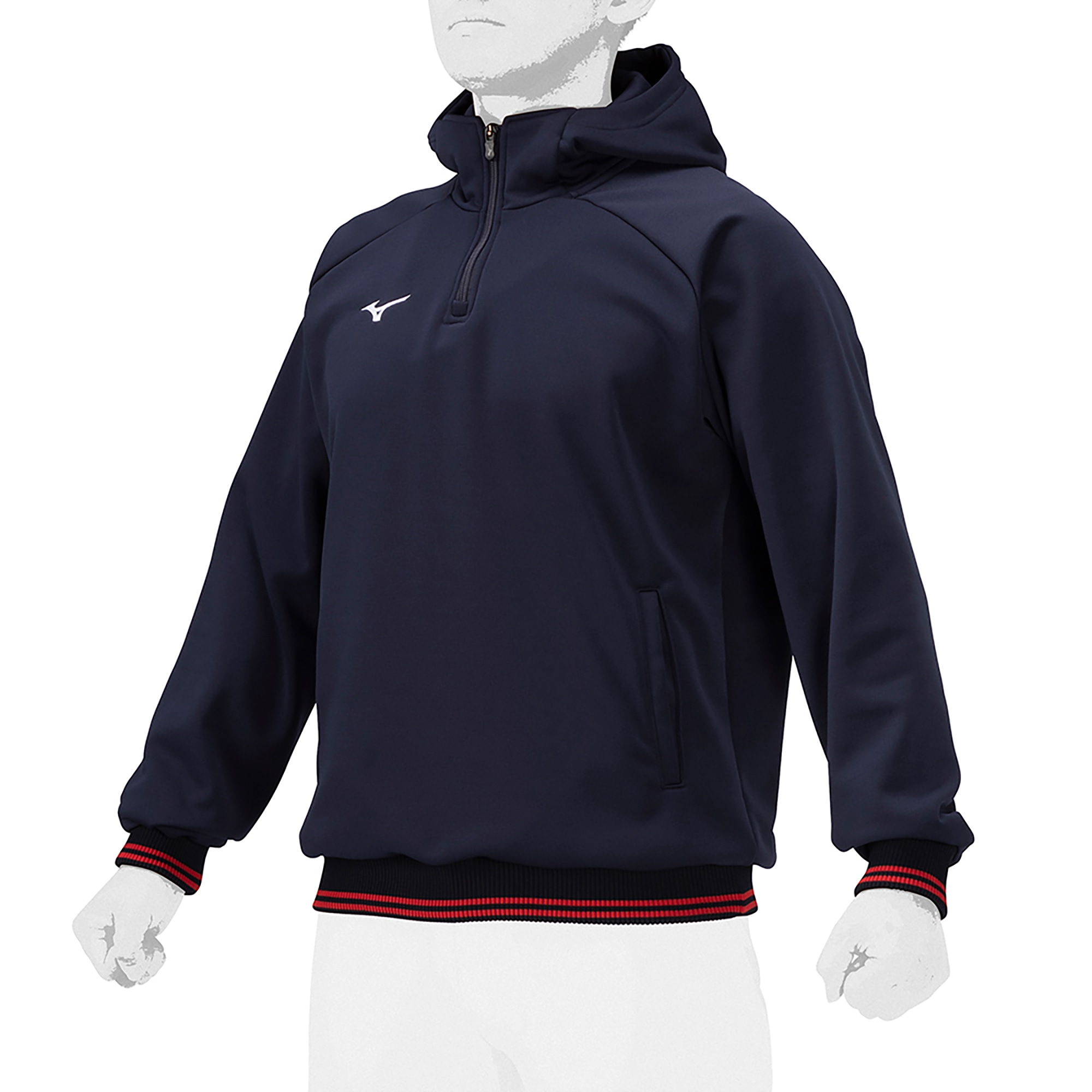 ミズノプロ】ニットフーディ(ハーフZIP)|12JE1K05|ウエア|野球|ミズノ