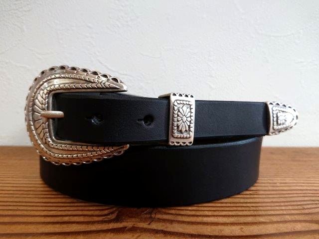 ウエスタン3ピースバックル25mm付きテーパーベルト 栃木レザー