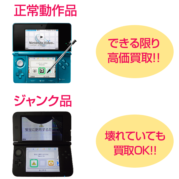 壊れた3DS/2DSの買取ならジャンク品ドットコム