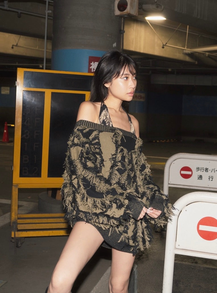 Fringe Bi-color Over Knit – JUEMI