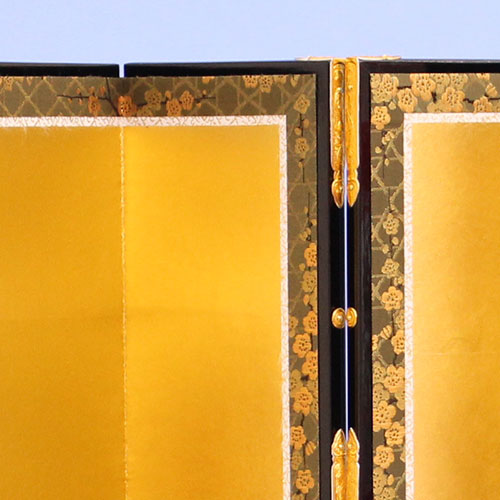 屏風・衝立 高さ39cm 雛人形用 13号 金屏風 六曲袋張 真鍮箔二重縁付き