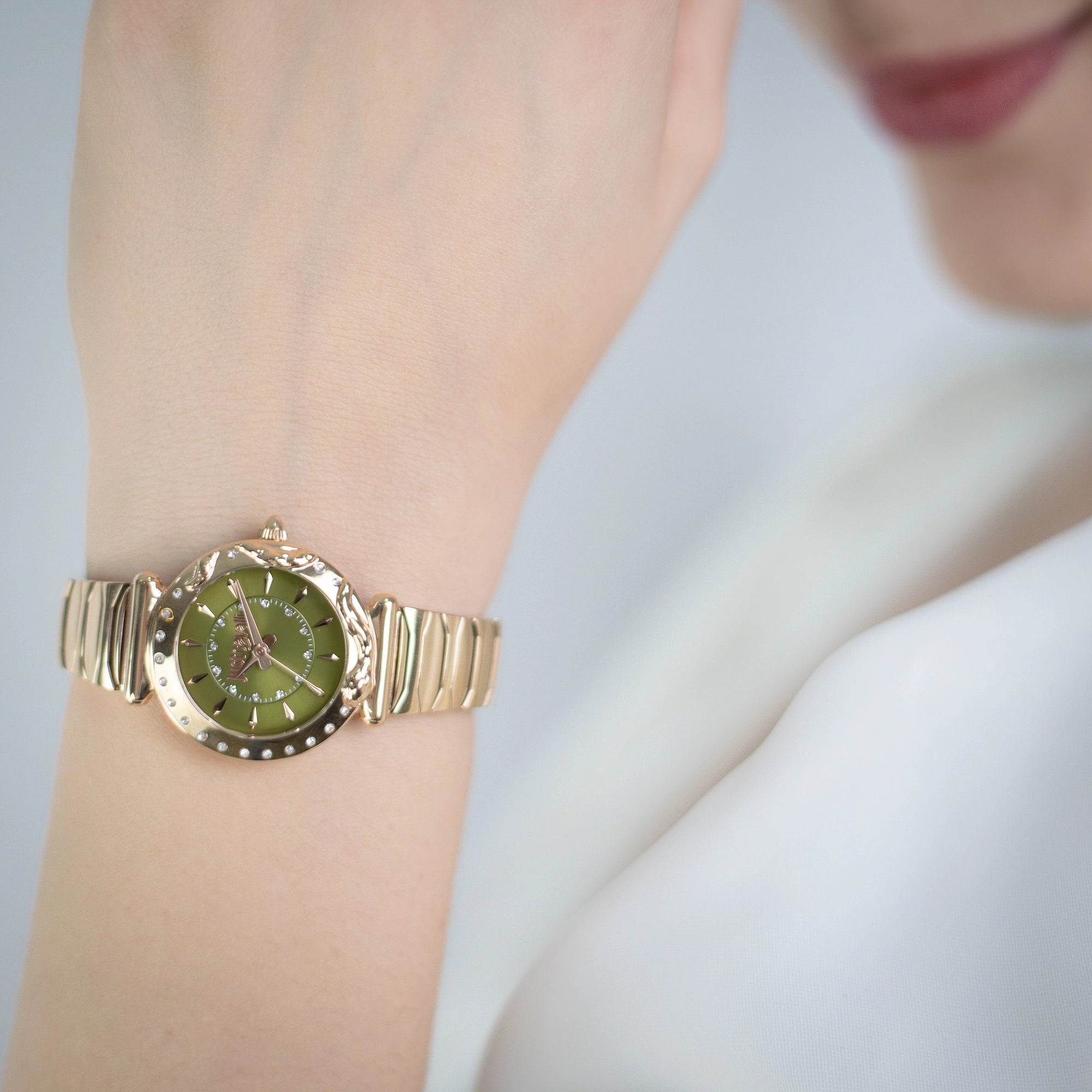 Just Cavalli Animalier Stella Snake Rose Gold Green Watch