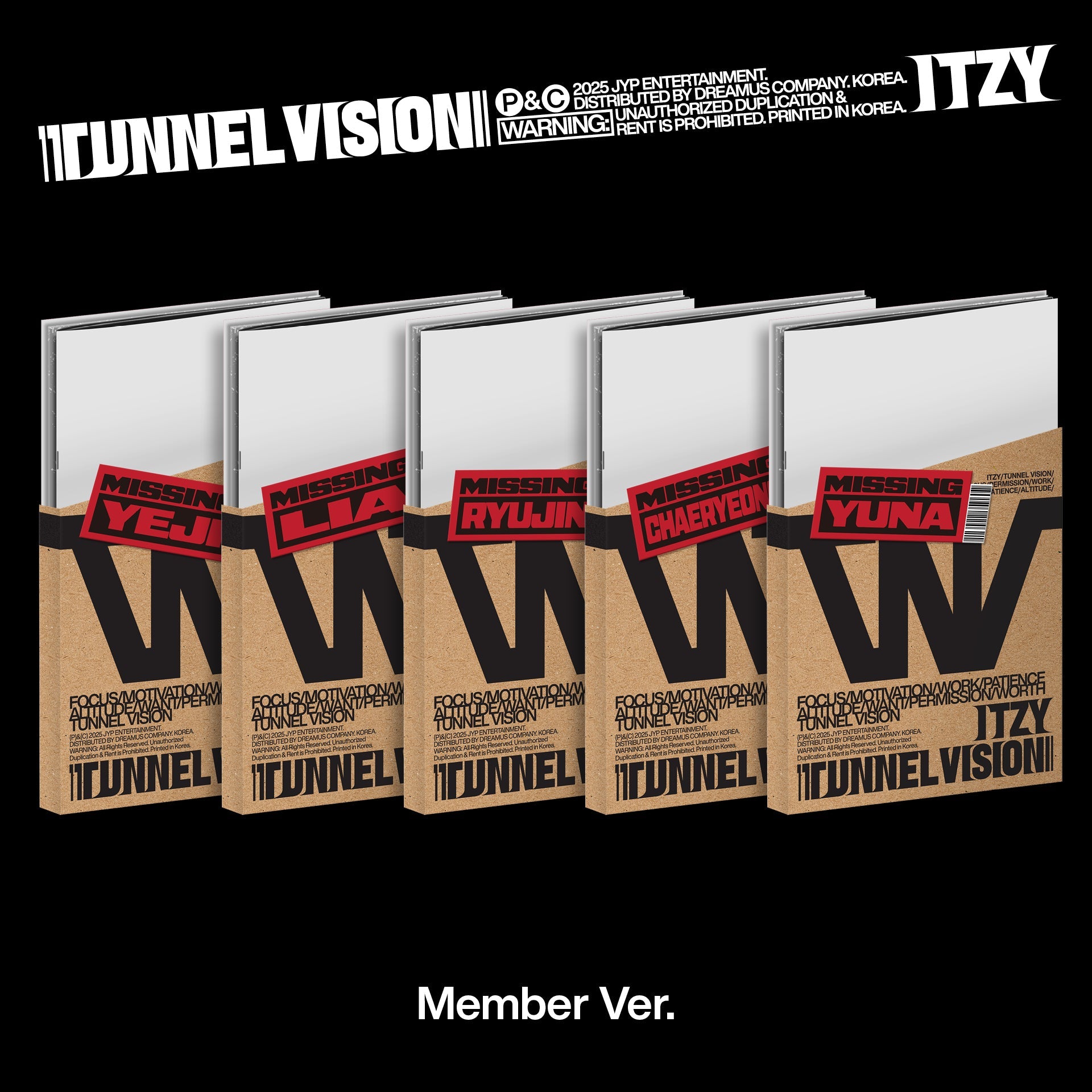 ITZY 11th Mini Album『TUNNEL VISION』Member Ver. 5バージョンセット