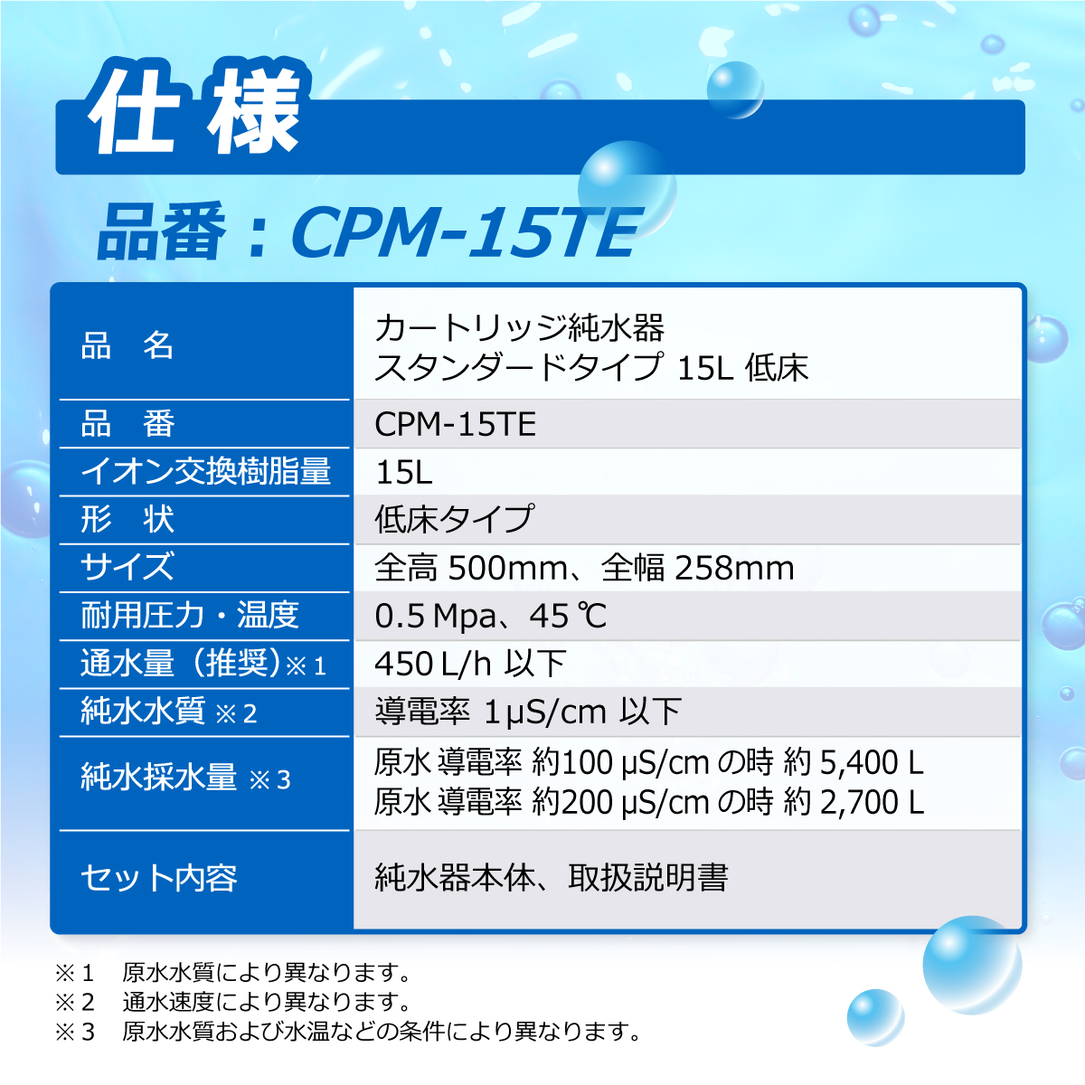 サンエイ化学 カートリッジ純水器 15L スタンダードタイプ 低床タイプ
