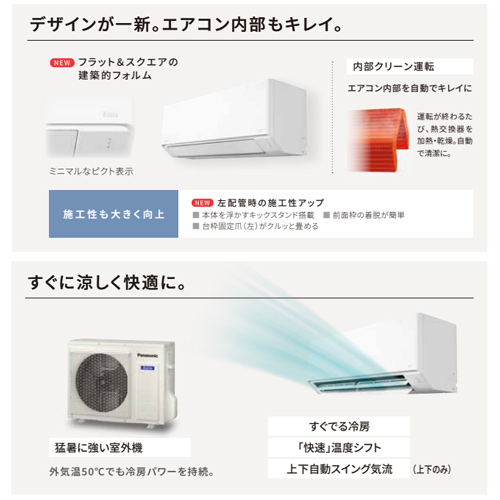 CS-224DFL-W+CU-224DFL｜パナソニックルームエアコン[Fシリーズ][100V]