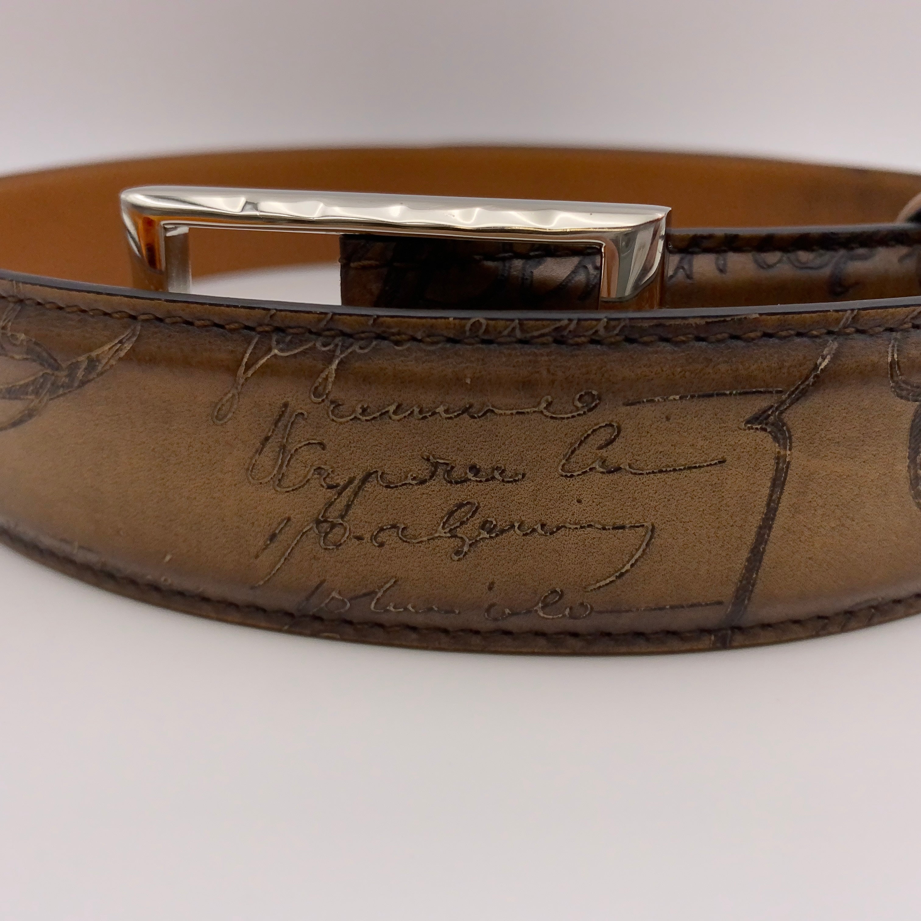 送料無料】 Berluti（ベルルッティ）クラシックレザーベルト35㎜中古品