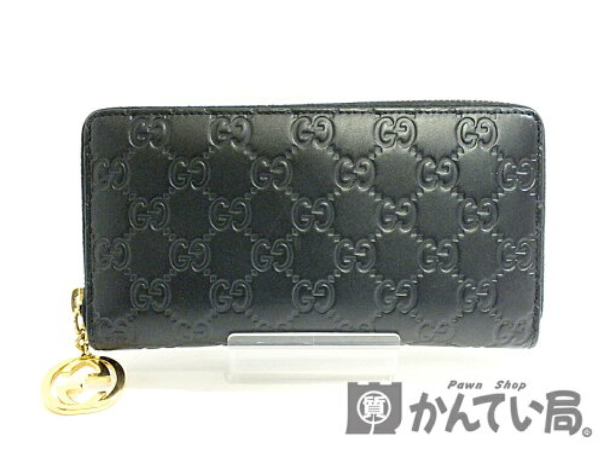 GUCCI グッチ シマ GGシグネチャーレザー ラウンドファスナー 長財布