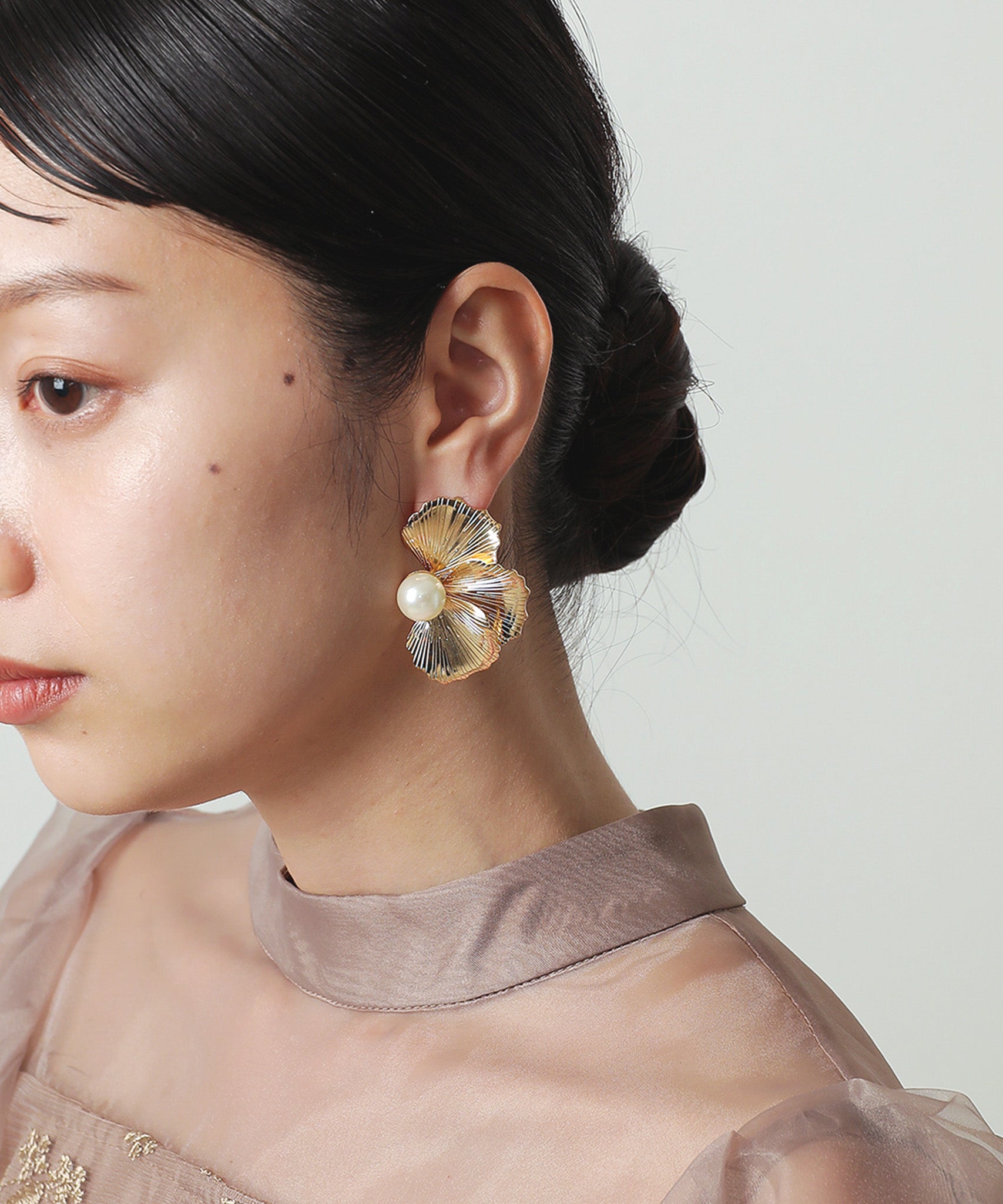 ハーフメタル フラワー ピアス 結婚式 オケージョン