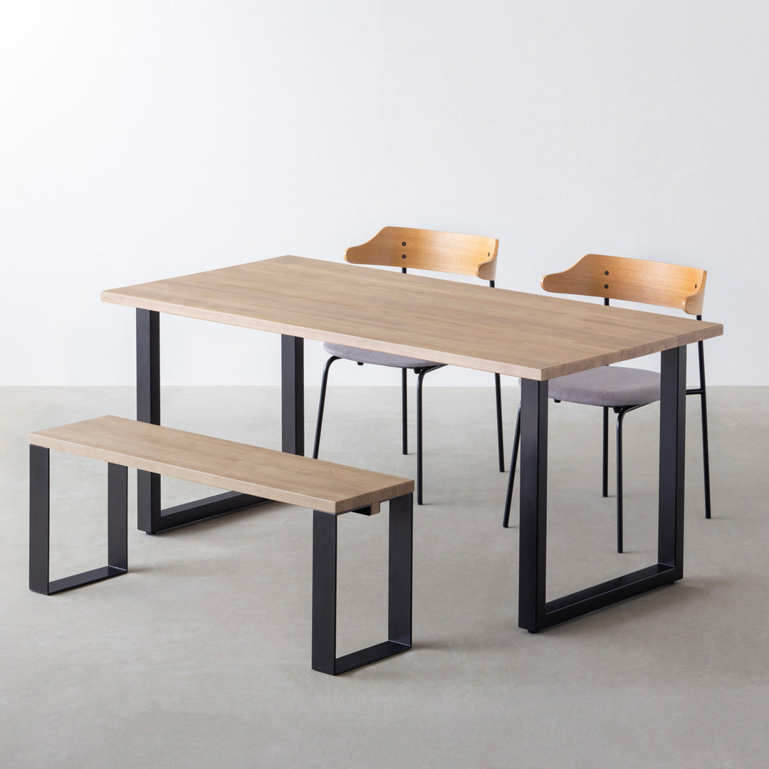 ダイニングテーブル4点セット[A] ラバーウッド アッシュグレー × Black