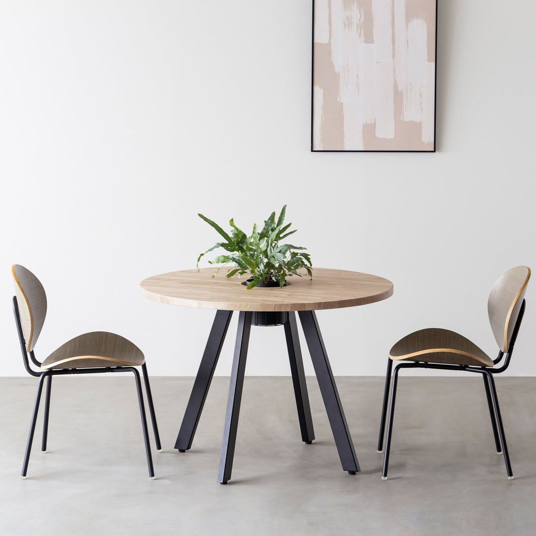 THE CAFE TABLE / ラバーウッド Black Steel 4pin × ラウンド φ81