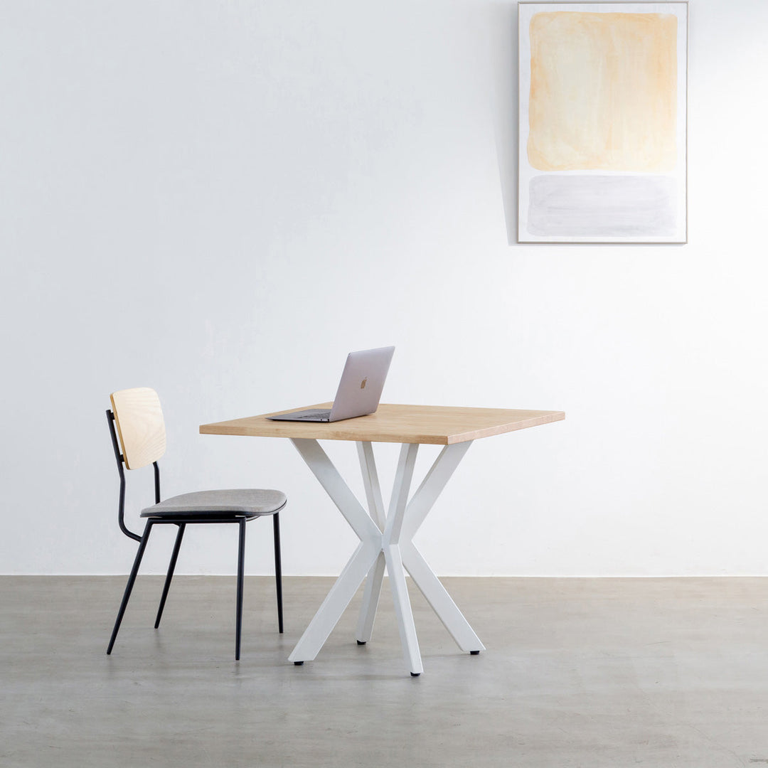 THE CAFE TABLE / ラバーウッド White Steel カフェX × スクエア 70