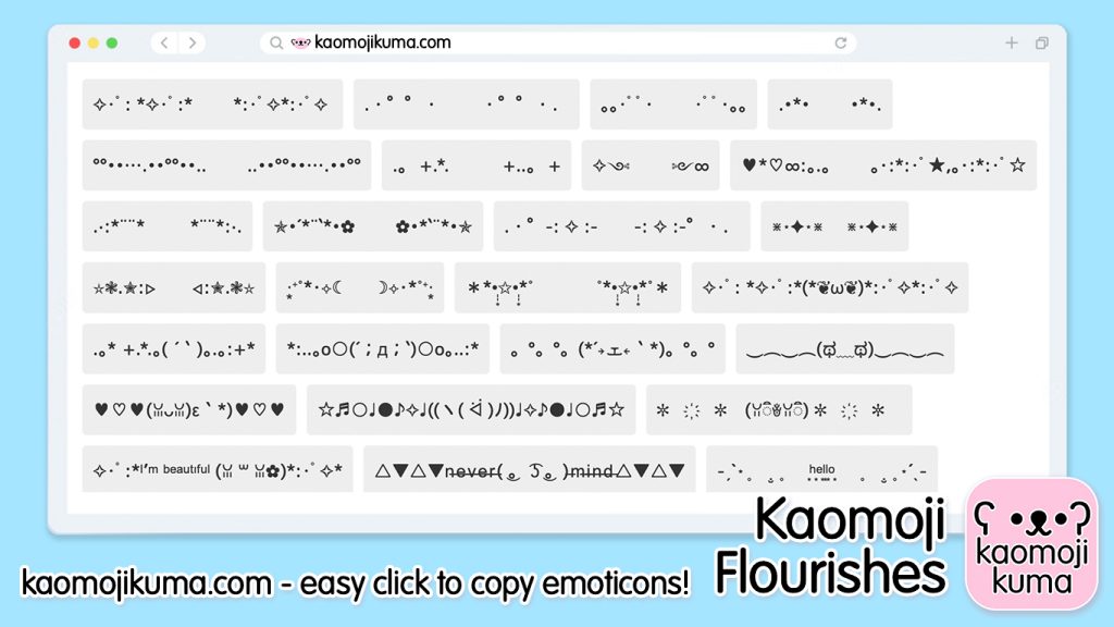 ͙⁺˚*༓Sparkles & Flourishes ༓*˚⁺‧͙ Cute Emoticons & Emojis