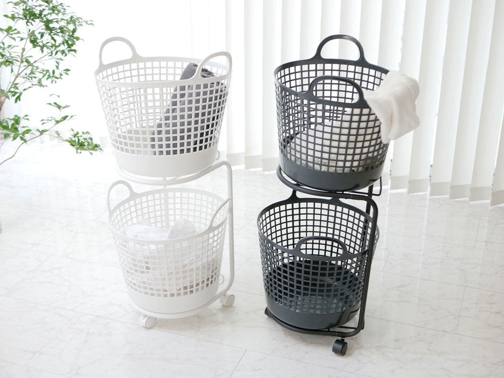 like-it/ライクイット＞ランドリーバスケット 2段 ブラック – カチモ