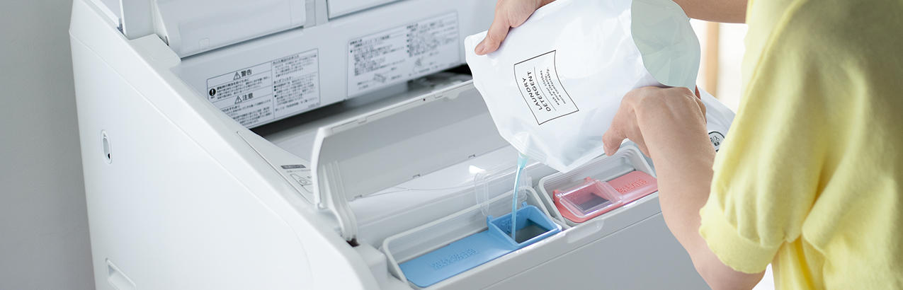 特長：液体洗剤・柔軟剤 自動投入 ： 全自動洗濯機 ビートウォッシュ