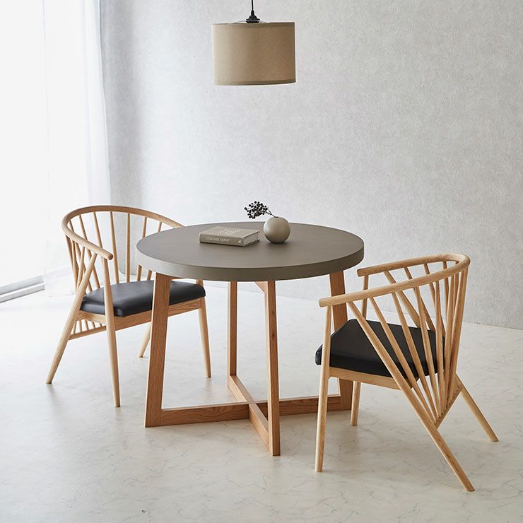 ダイニング3点セット コンクリート調のくすみグレーの天板がおしゃれ