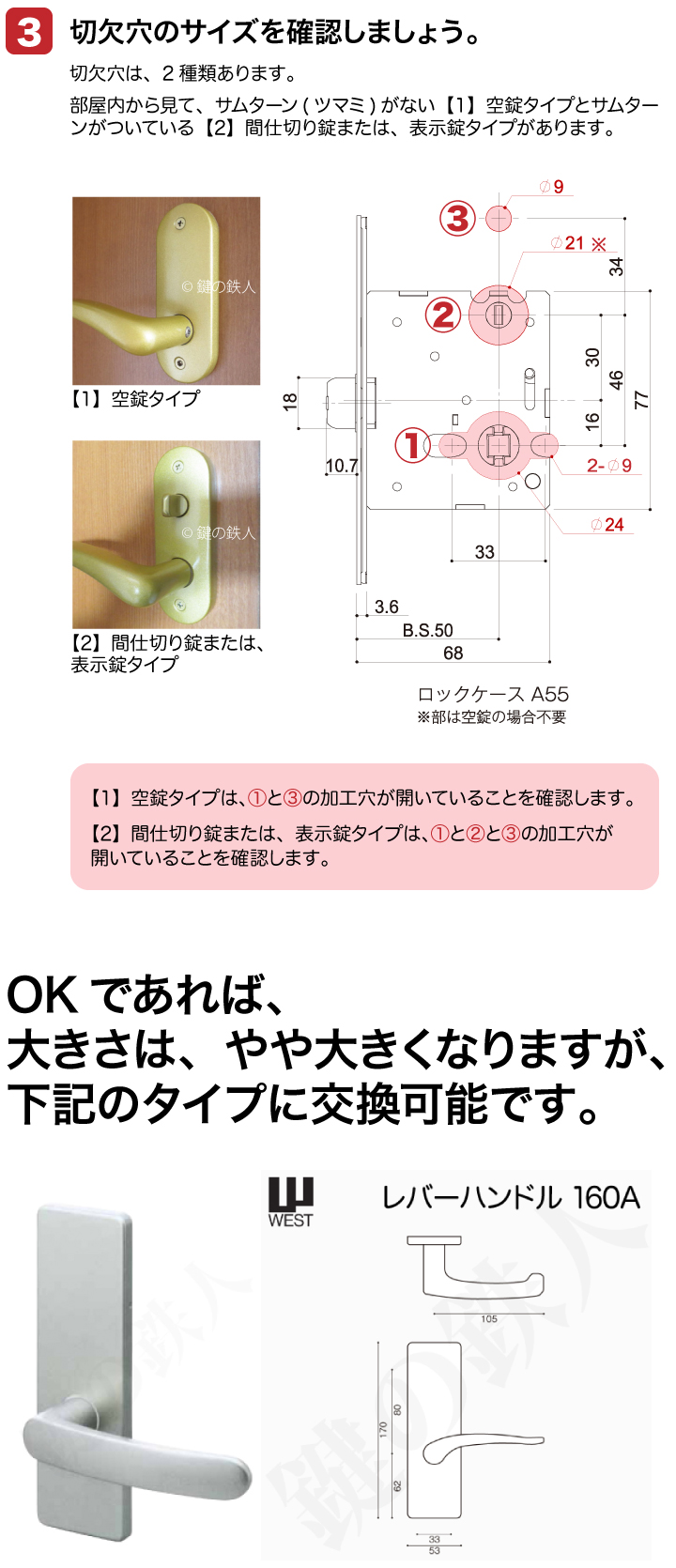 少し古い室内レバーハンドル | 鍵の鉄人本店