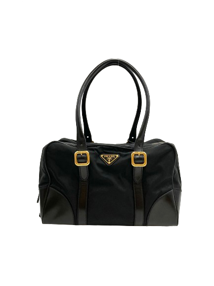 PRADA プラダ ミニボストンバッグ バッグ ナイロン、レザー ブラックの